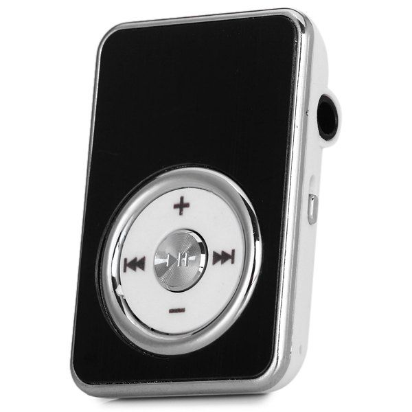 

Rectangle Crystal Style Mini MP3 Player with Back Clip SD Card Slot USB Interface, Black