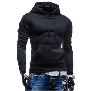 Laconic Drawstring Hooded Solid Color Front Pocket Fitted Men's Long Sleeves Hoodie, Black
Laconic Drawstring Hooded Solid Color Front Pocket Fitted Men's Long Sleeves Hoodie, Black
