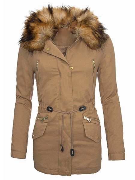 Stylish Turn-Down Collar Long Sleeve Faux Fur Design Drawstring Women' Coat, Khaki
Stylish Turn-Down Collar Long Sleeve Faux Fur Design Drawstring Women' Coat, Khaki