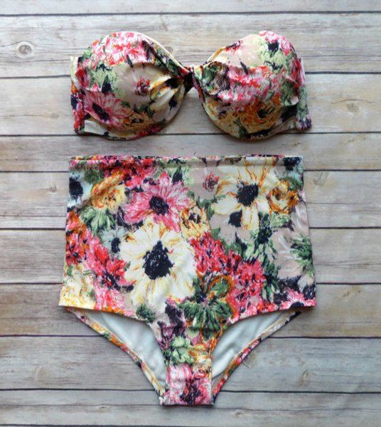 OFF Sexy Strapless Floral Print High Waisted Women S Bikini Set Rosegal