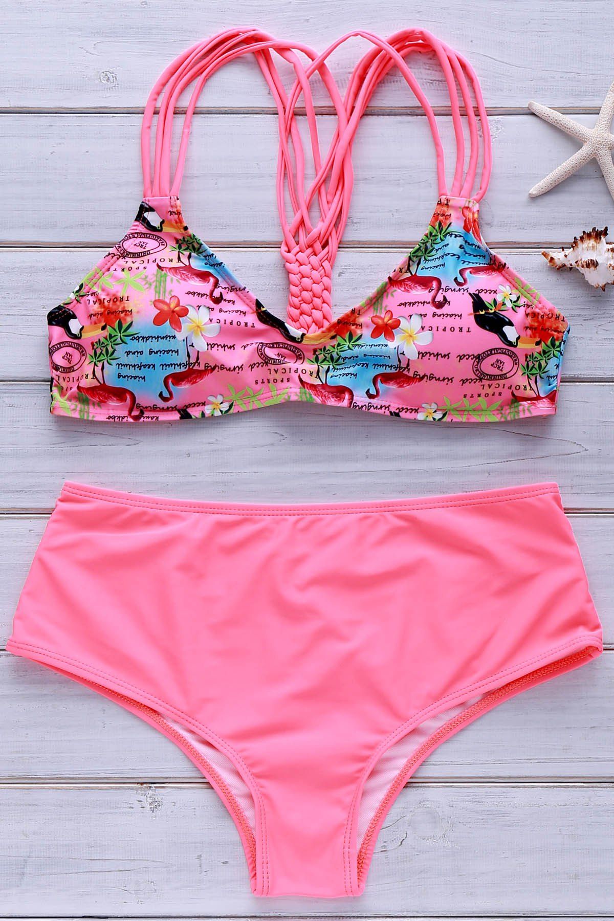 28 OFF Sexy Racerback High Waisted Print Bikini Set For Women Rosegal