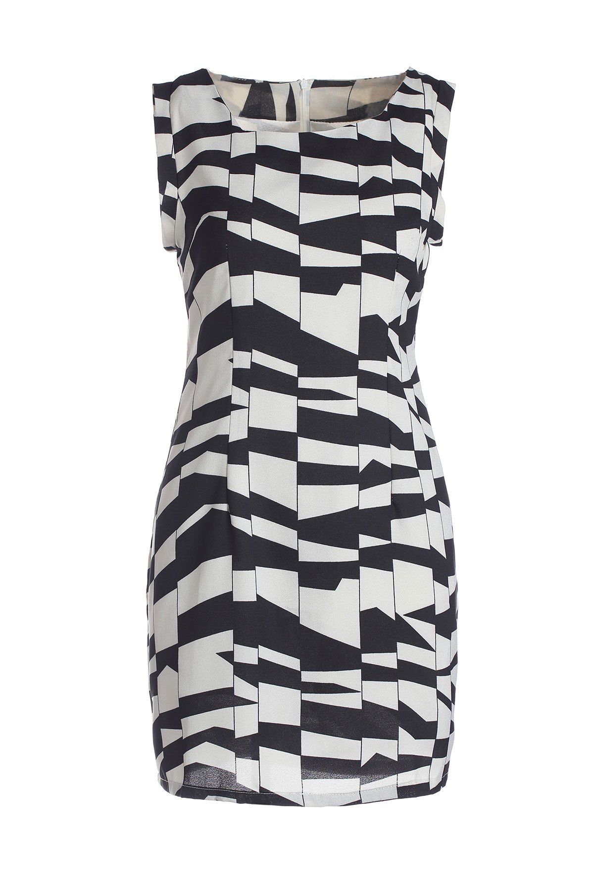 Sleeveless Square Neck Beam Waist Packet Buttock Pattern Formal Ladylike Women' Dress, White and black
Sleeveless Square Neck Beam Waist Packet Buttock Pattern Formal Ladylike Women' Dress, White and black