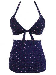 Off Stylish Polka Dot Print High Waist Halter Bikini Set Rosegal