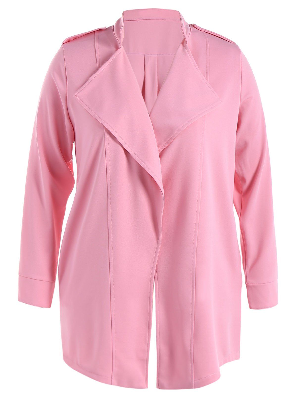 

Stand Collar Waterfall Coat With Epaulet, Pink