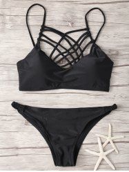 OFF Crisscross Strap High Cut Bikini Rosegal