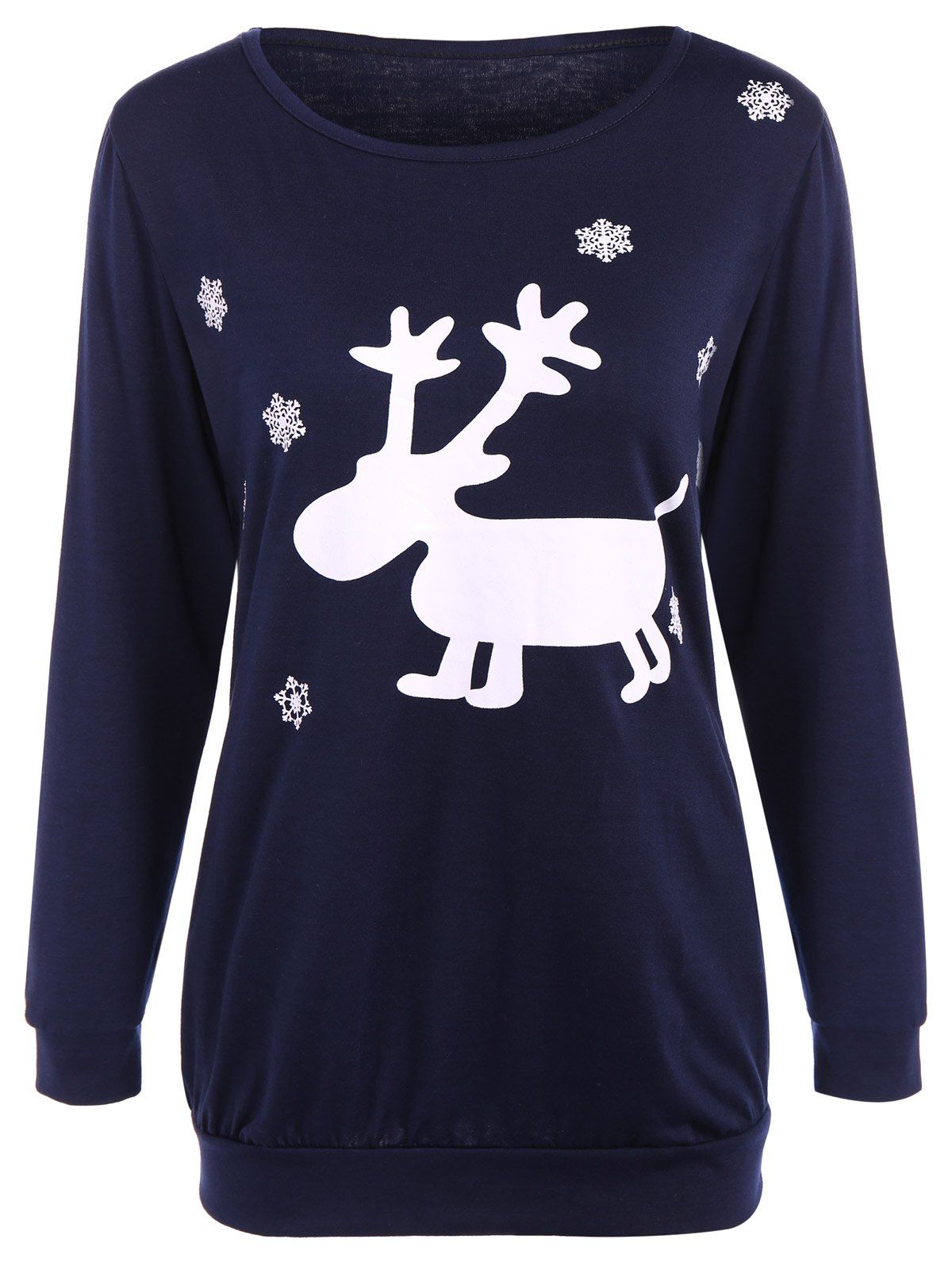 Fawn Patterned Christmas Tee, Purplish blue