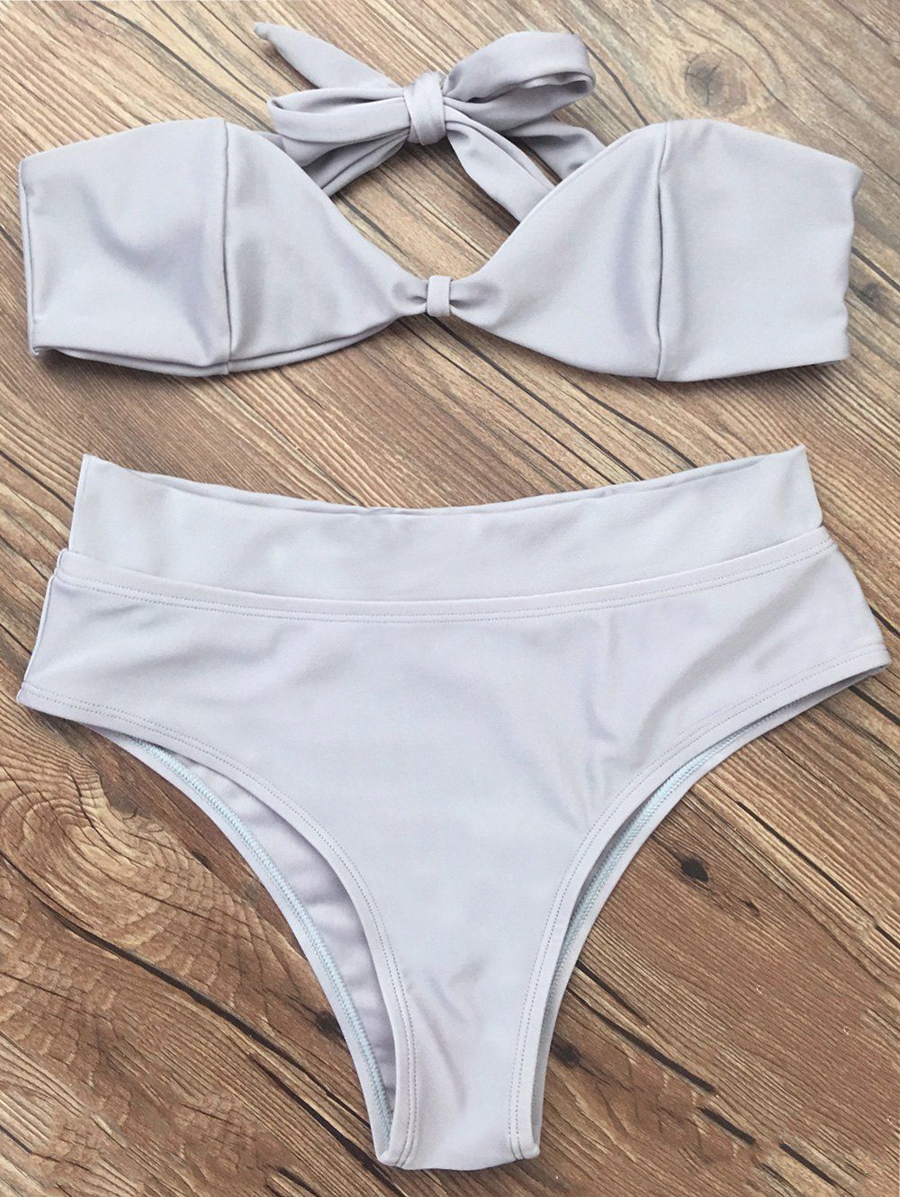 3 OFF Bandeau High Waisted Thong Bikini Rosegal