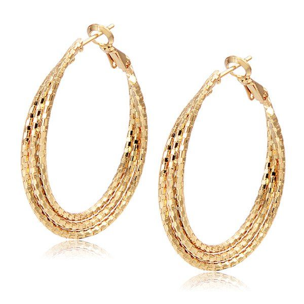 Carved Layered Hoop Earrings, Champagne 
Carved Layered Hoop Earrings, Champagne