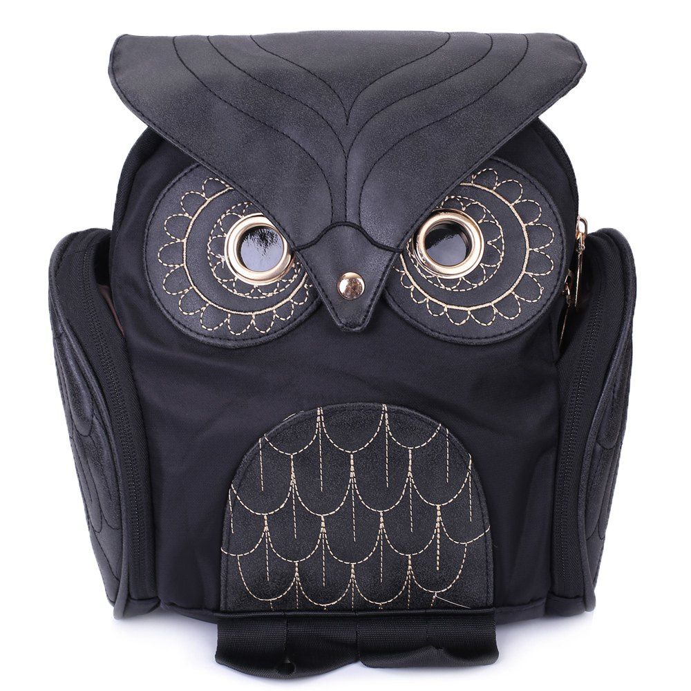 

Stylish Owl Shape Solid Color Design Women Shoulder Satchel, Black