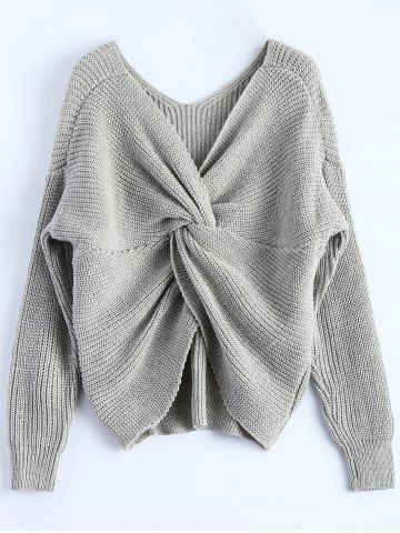 v neck twisted back sweater