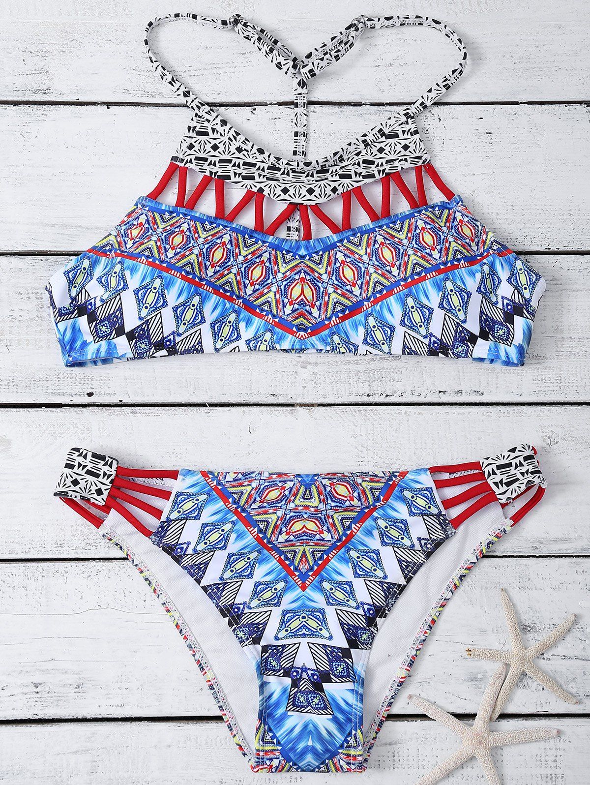 Multicolor S Tribal Print T Back Bikini Set Rosegal