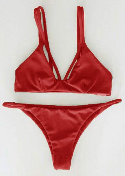 53 OFF Alluring Spaghetti Strap Solid Color Bikini Set Rosegal