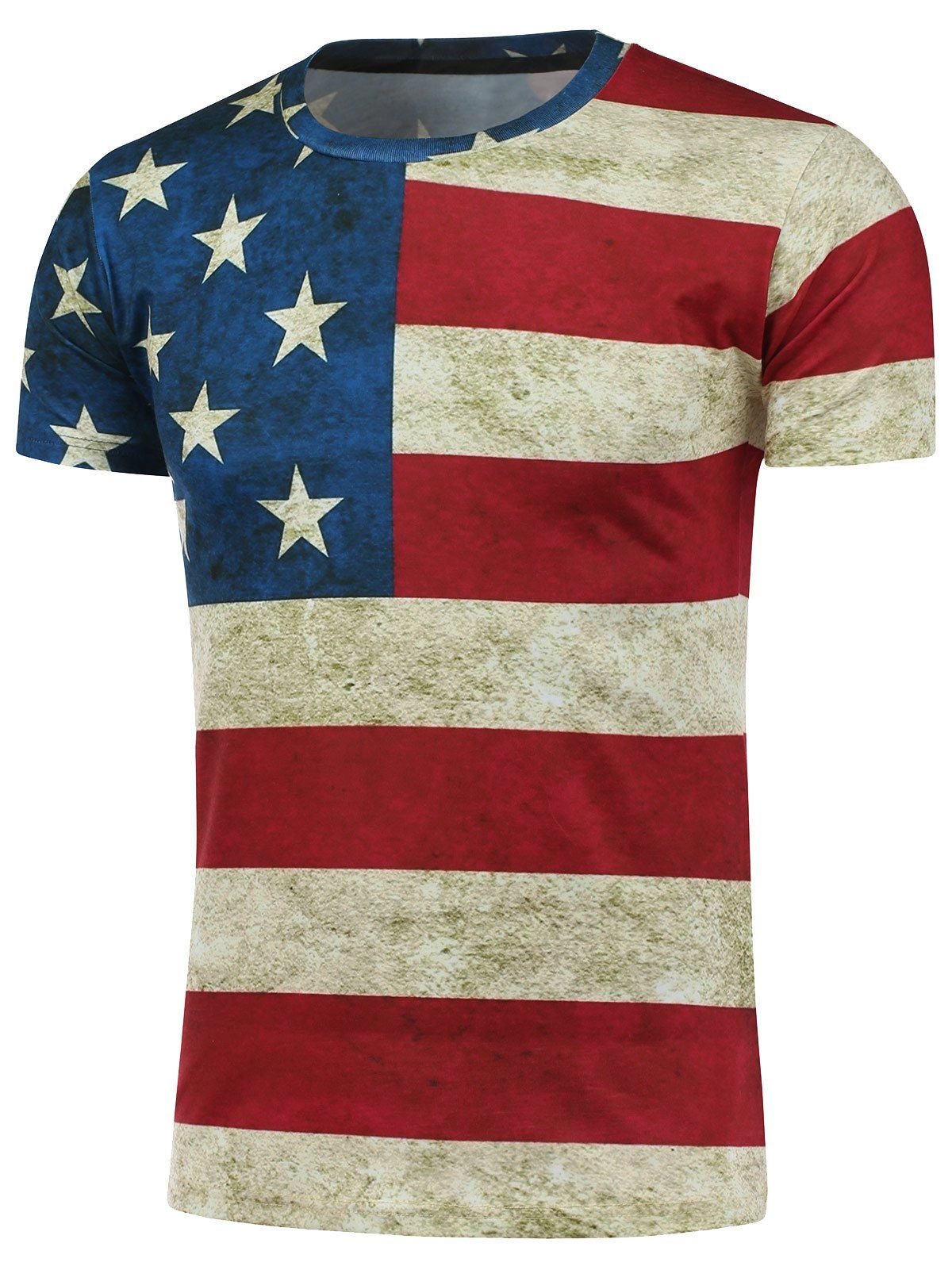 Short Sleeve Crew Neck Distressed American Flag T-Shirt, Colormix
Short Sleeve Crew Neck Distressed American Flag T-Shirt, Colormix