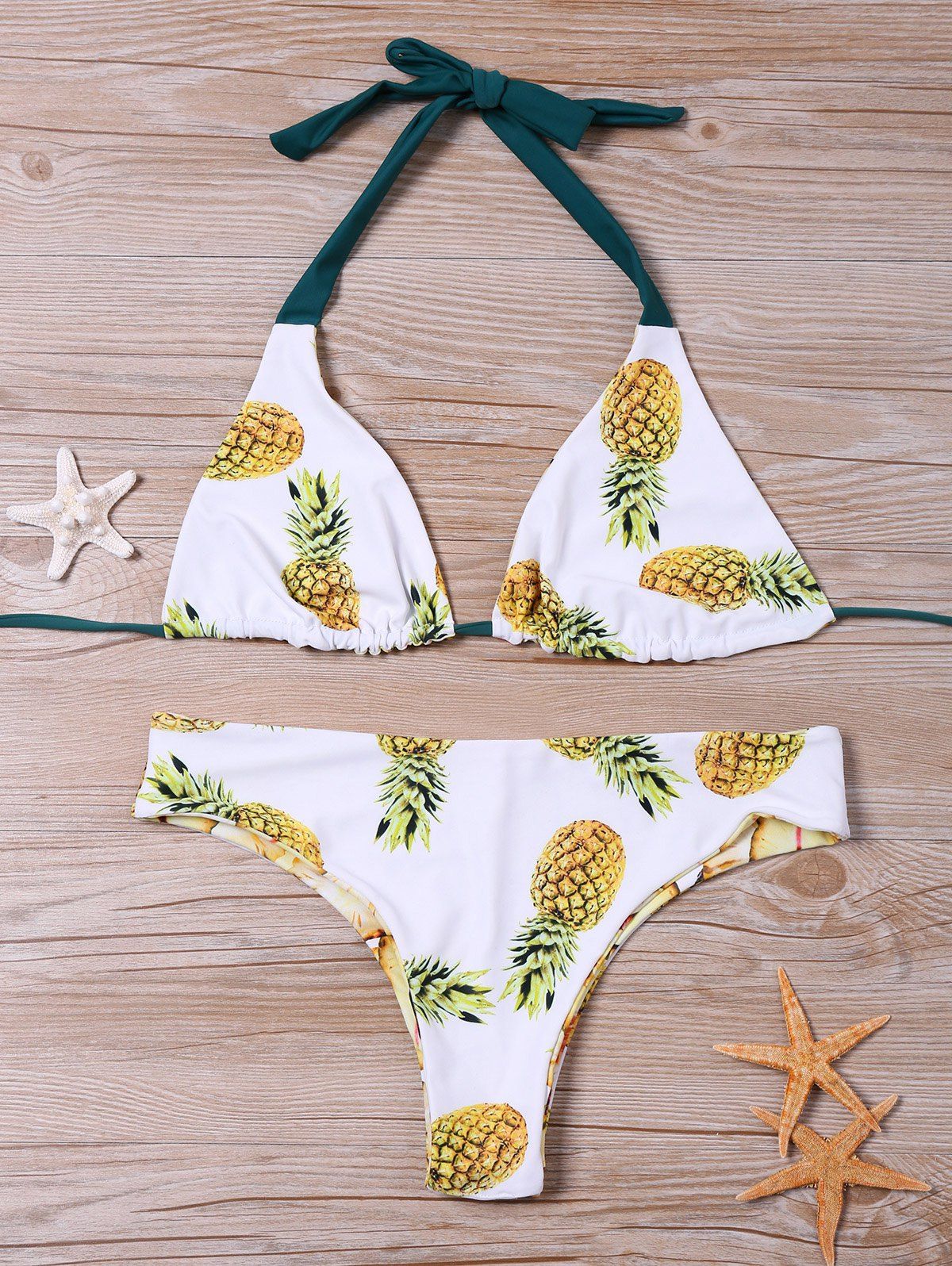 Colormix S Pineapple Pattern Halter Neck Bikini Set Rosegal