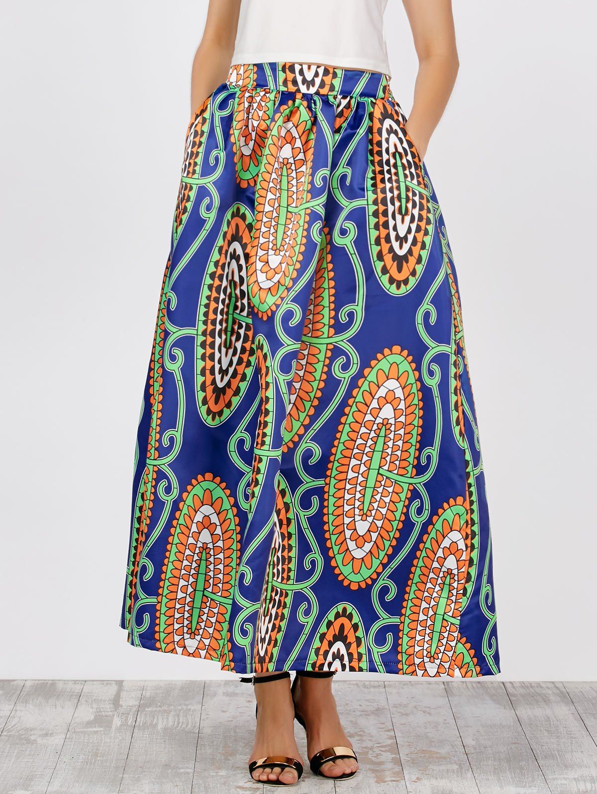 Off Printed High Waist African Skirts With Pockets Rosegal