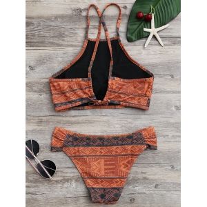 Orange Xl Cross Back Halter Bikini Set Rosegal