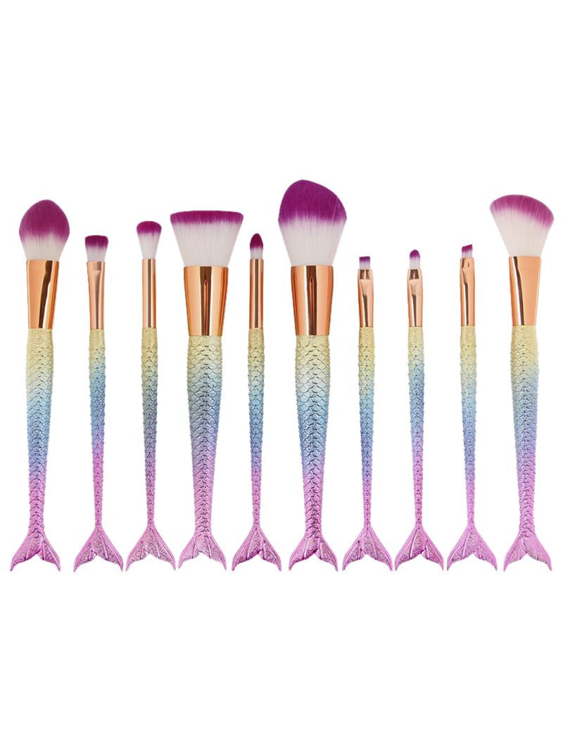 Off Maange Pcs Ombre Rainbow Mermaid Makeup Brushes Set Rosegal