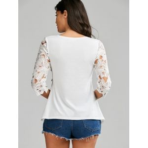 White One Size Crochet Lace Panel Top Rosegal