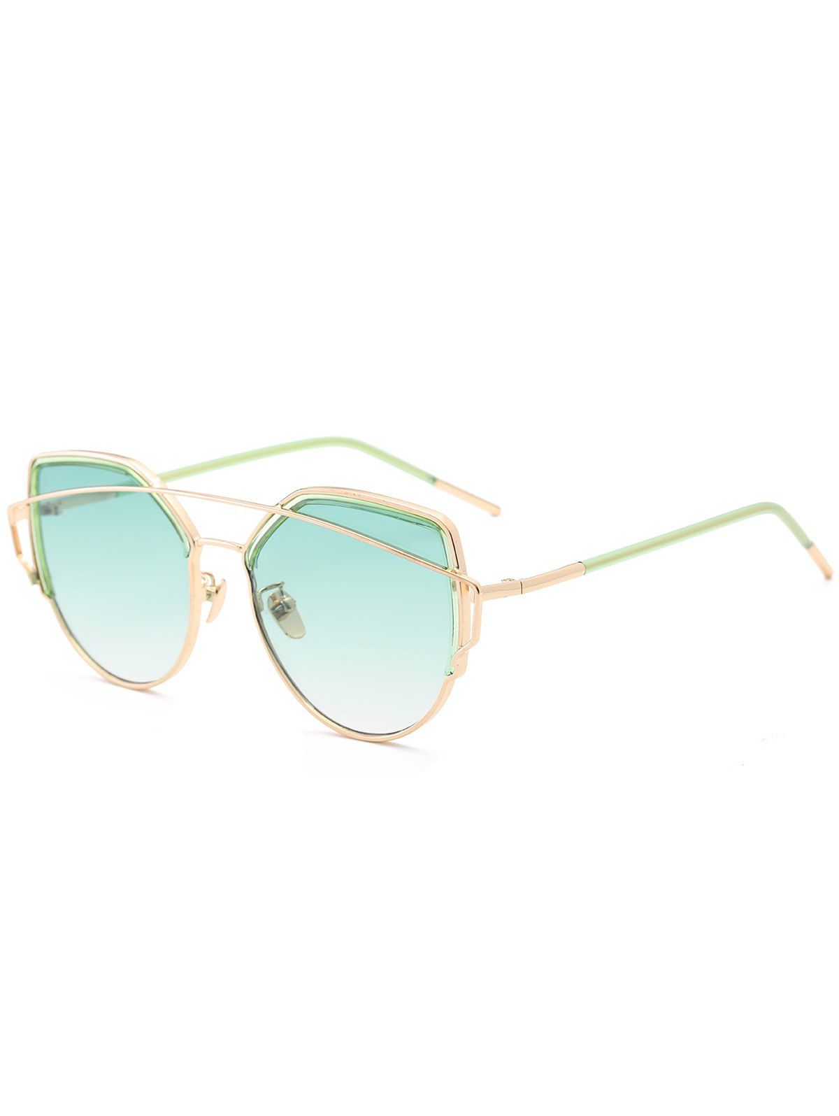 

Metallic Long Crossbar Cat Eye Design Sunglasses, Green
