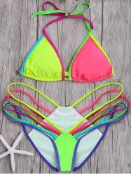 Off Halter Colorful Strappy String Bikini Set Rosegal