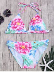 OFF Padded Halter Floral Bikini Swimwear Rosegal