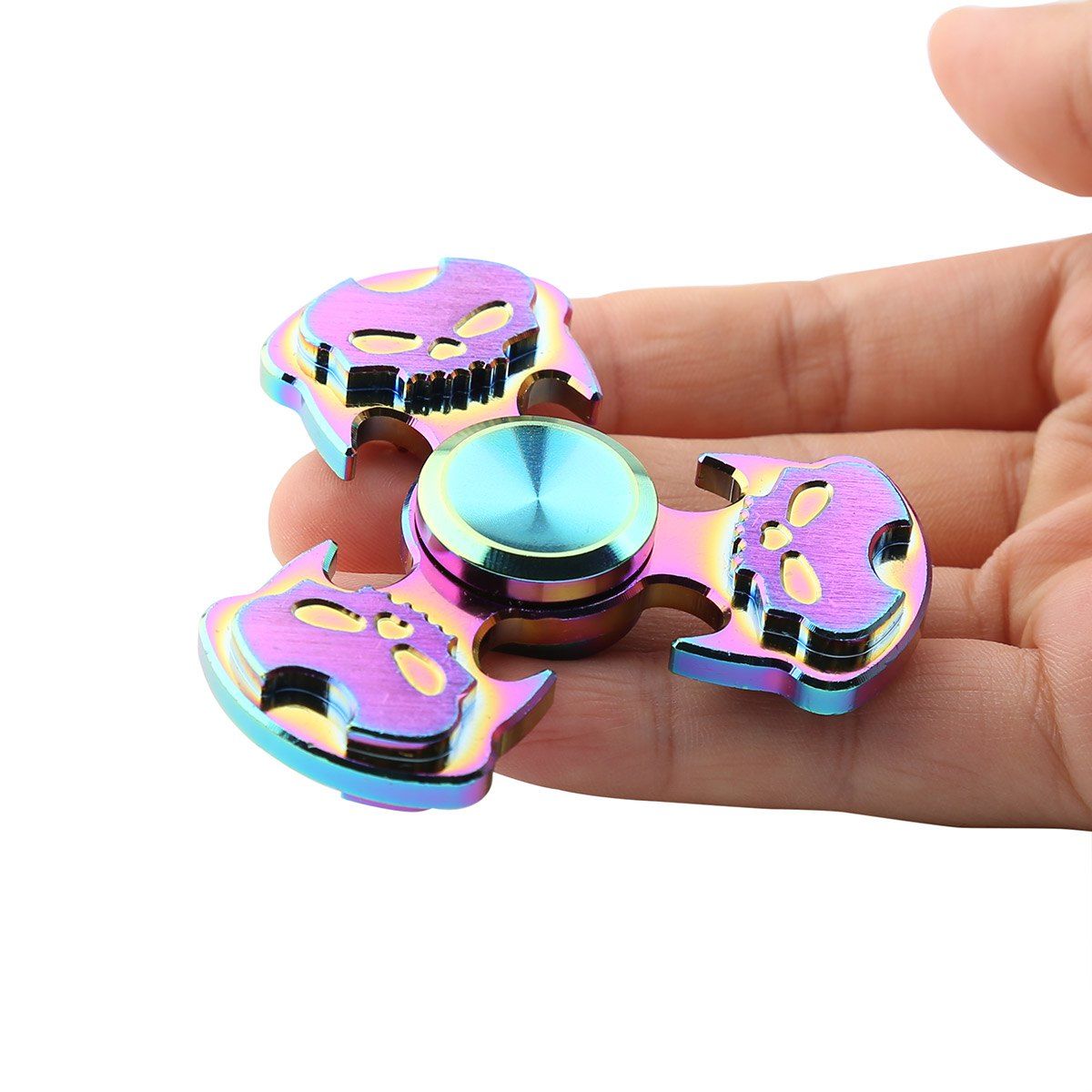 Antistress Rainbow Skull Triangle Hand Spinner, Colorful