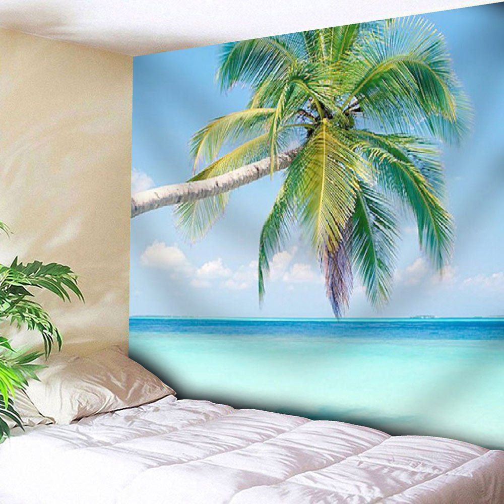 

Coconut Palm Print Wall Hanging Microfiber Tapestry, Blue
