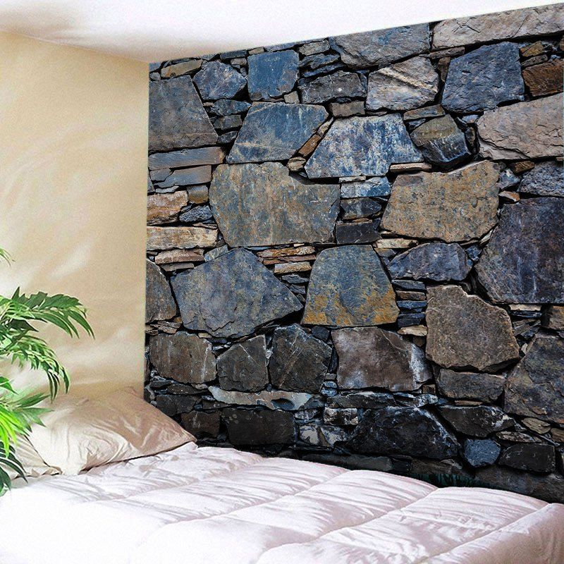 Stone Wall Print Tapestry Wall Hanging Art Decoration, Midnight