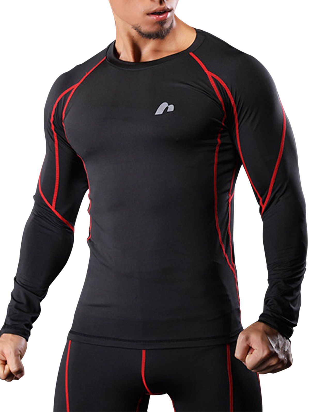 Raglan Sleeve Quick Dry Suture Stretchy Gym T-shirt, Red