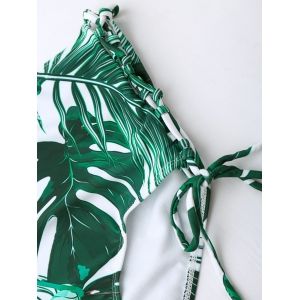 Colormix M Tropical Leaf Print High Waist Bikini Set RoseGal