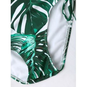 Colormix M Tropical Leaf Print High Waist Bikini Set RoseGal