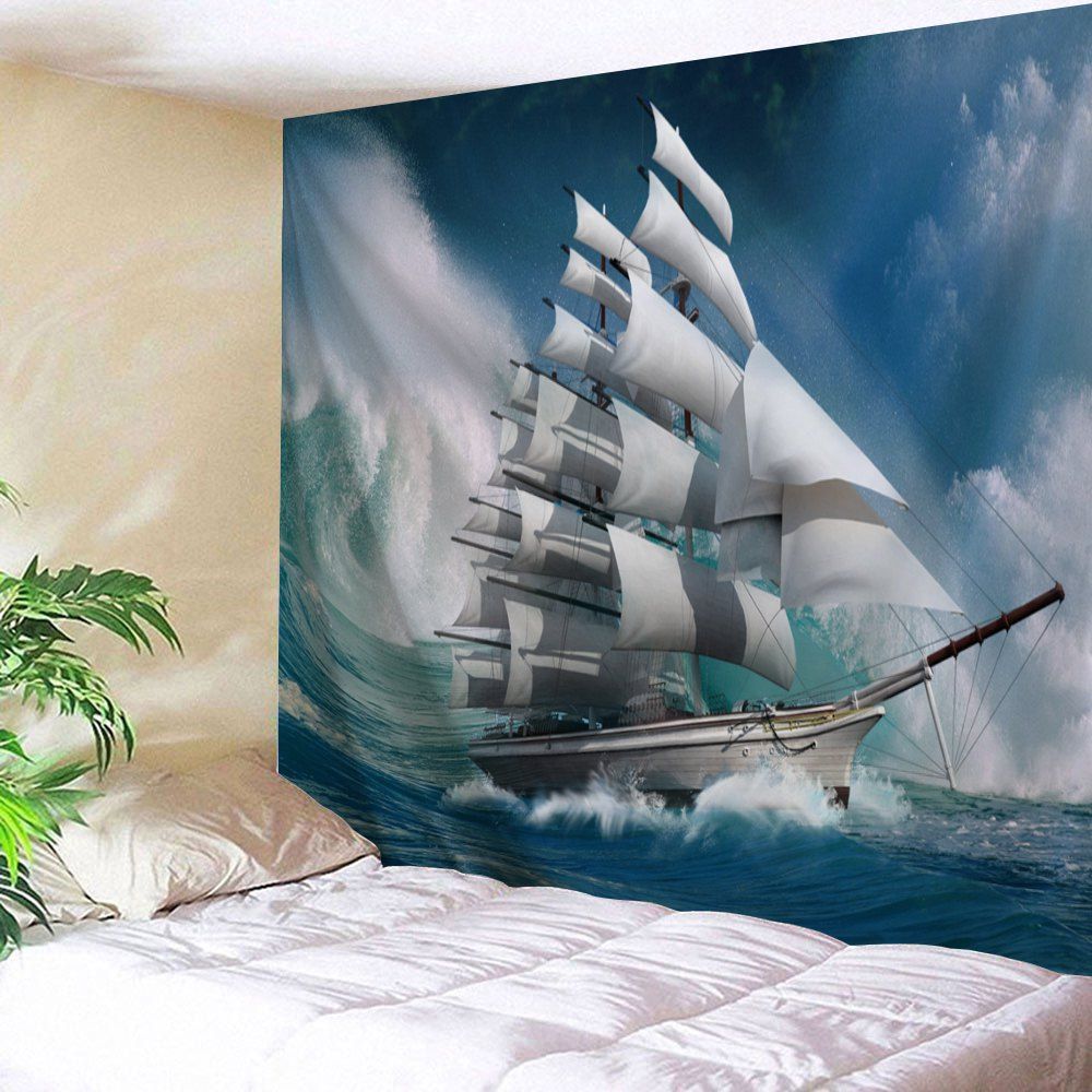 Nautical Scenery Wall Art Tapestry, Colormix