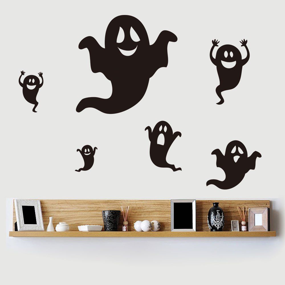 Home Decor DIY Halloween Ghost Shape Wall Stickers, Black 
Home Decor DIY Halloween Ghost Shape Wall Stickers, Black