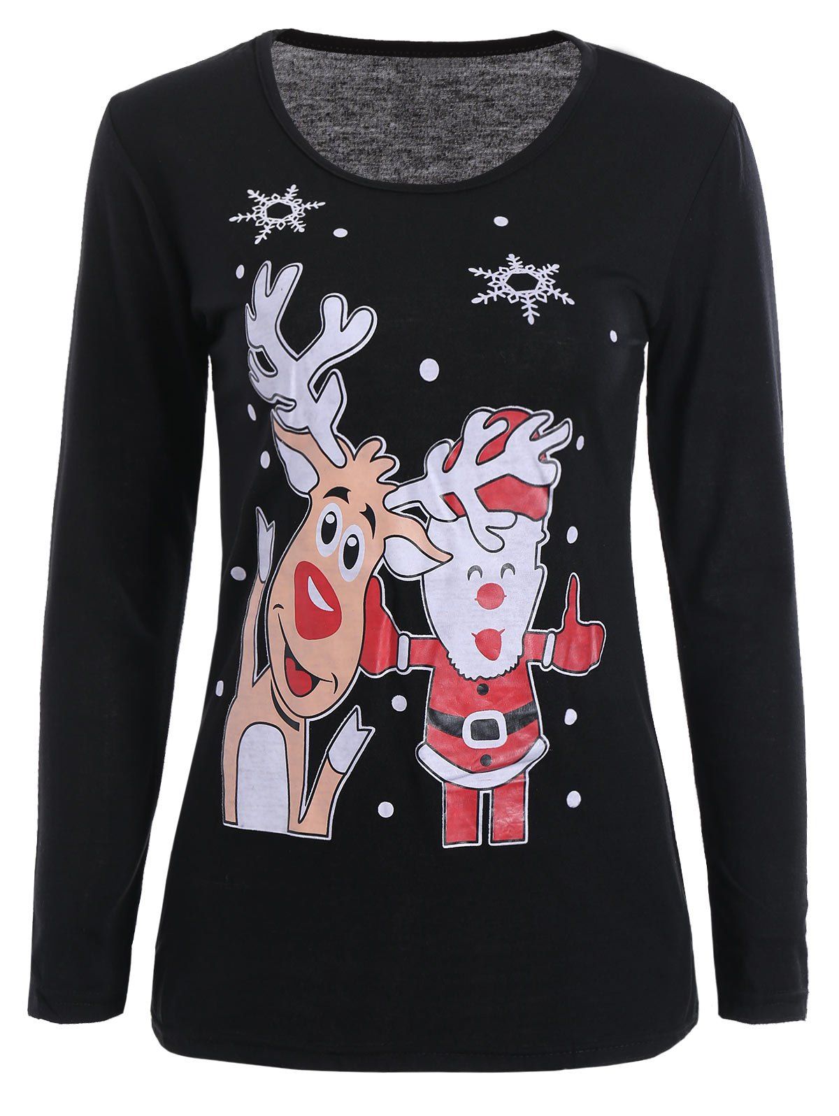 Elk Print Christmas T-shirt, Black