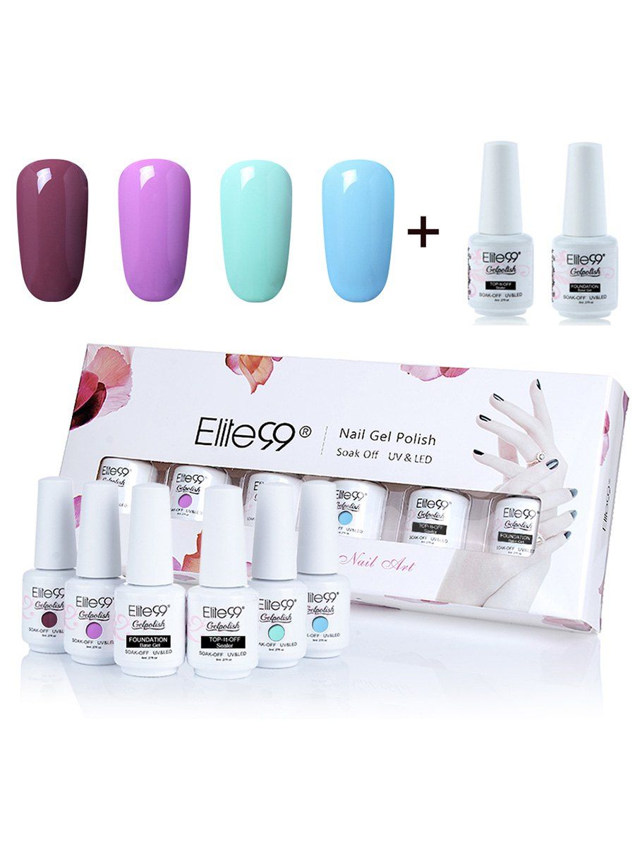 Elite99 6Pcs UV LED Soak Off Gel Polish Lacquer Nail Set, #01
Elite99 6Pcs UV LED Soak Off Gel Polish Lacquer Nail Set, #01