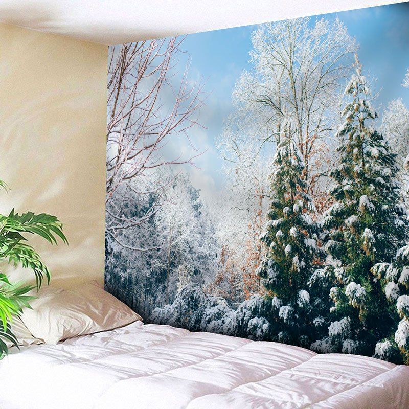 Wall Hanging Snowscape Print Tapestry, Colormix