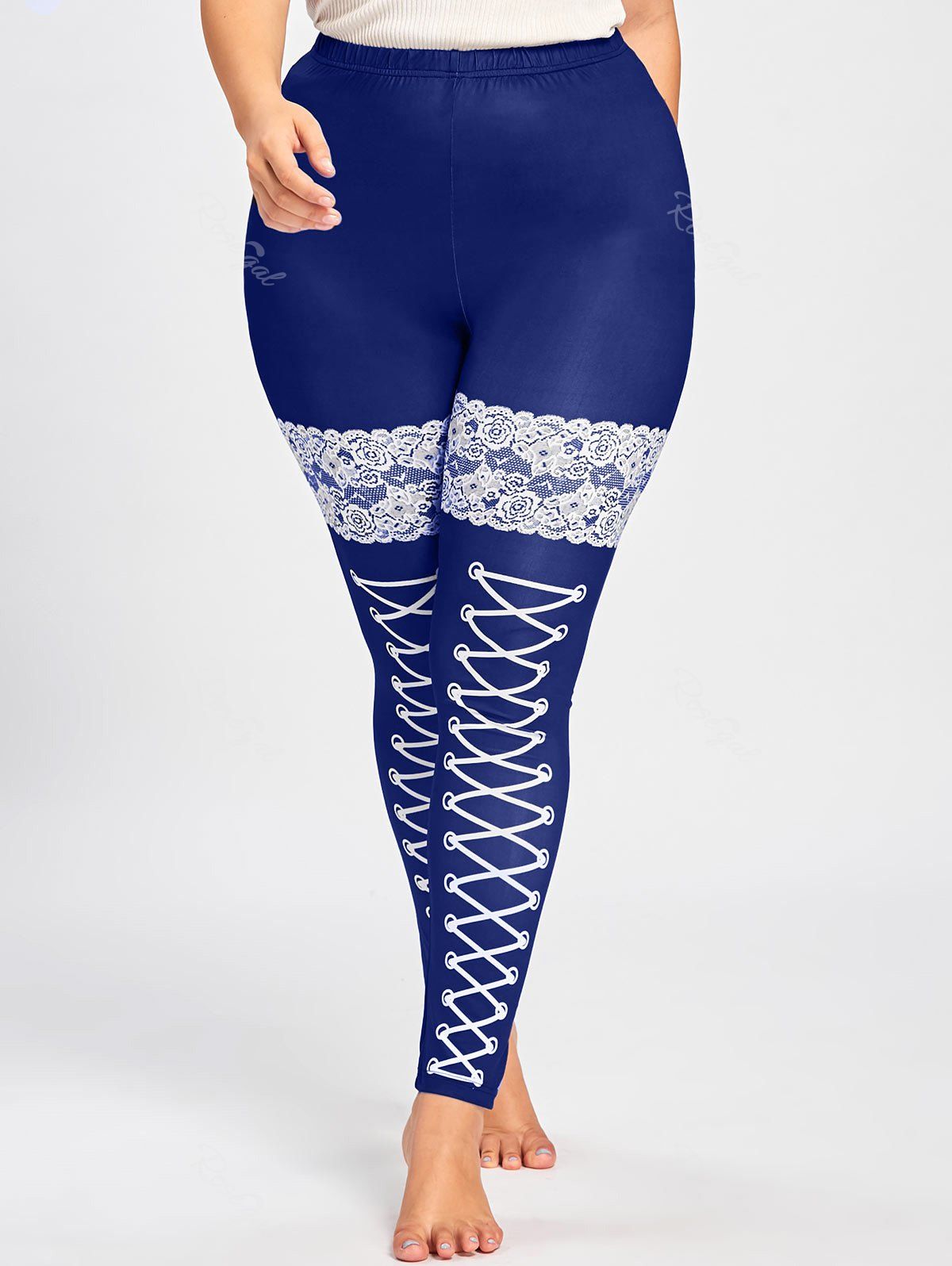Plus Size Monochrome Tight Leggings, Blue 
Plus Size Monochrome Tight Leggings, Blue
