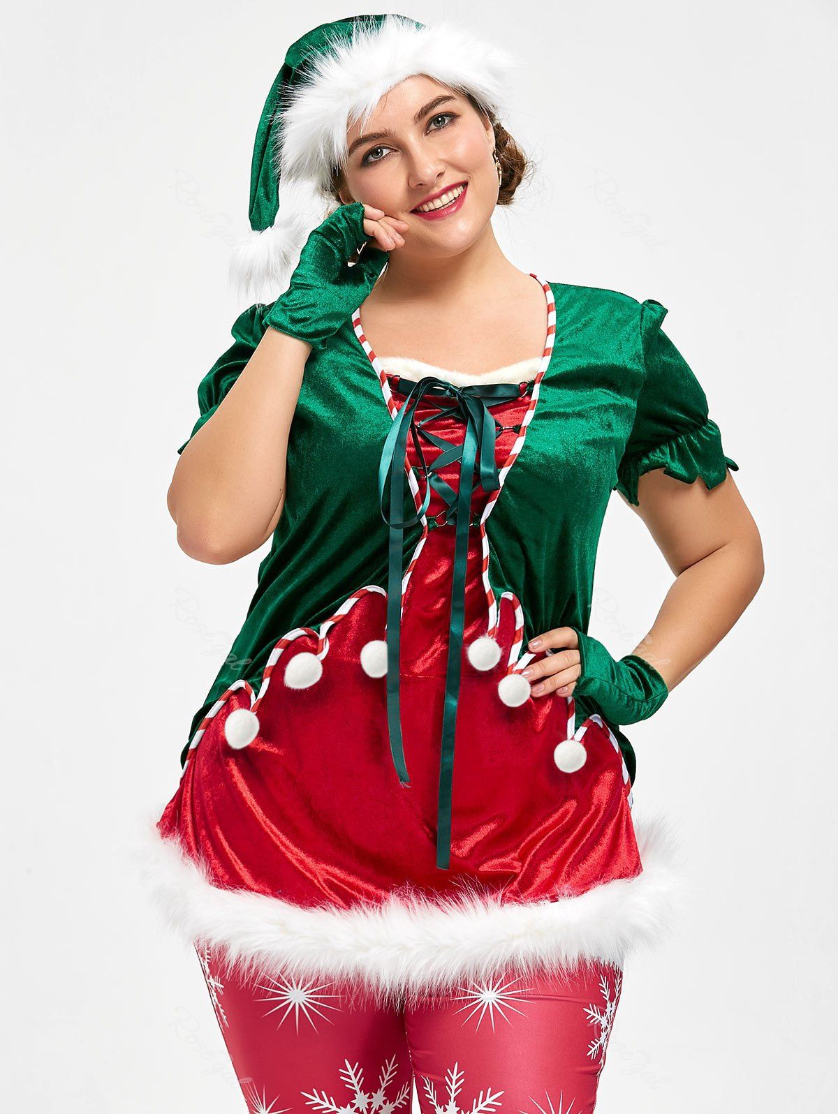 Christmas Plus Size Top and Santa Claus hat, Red and green
Christmas Plus Size Top and Santa Claus hat, Red and green