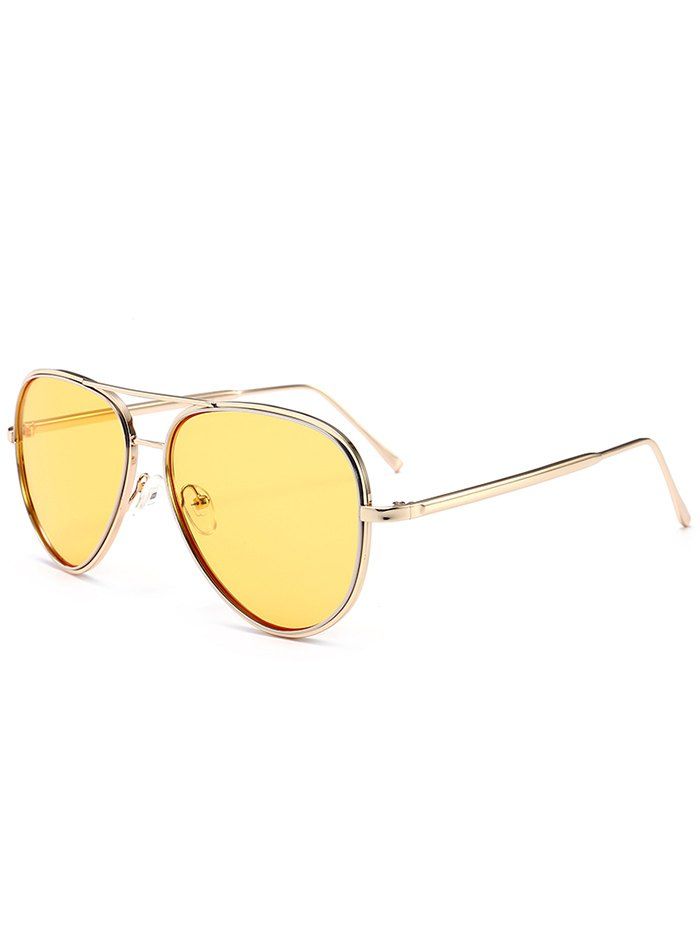 

Vintage Golden Metal Frame Crossbar Sunglasses, Light yellow