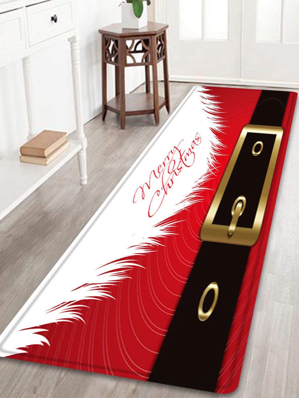 Christmas Santa Costume Pattern Anti-skid Water Absorption Area Rug, Red