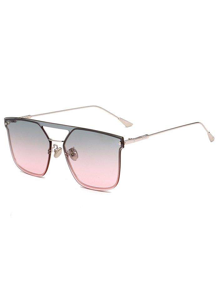 

Vintage Crossbar Embellished Metal Full Frame Sunglasses, Light pink