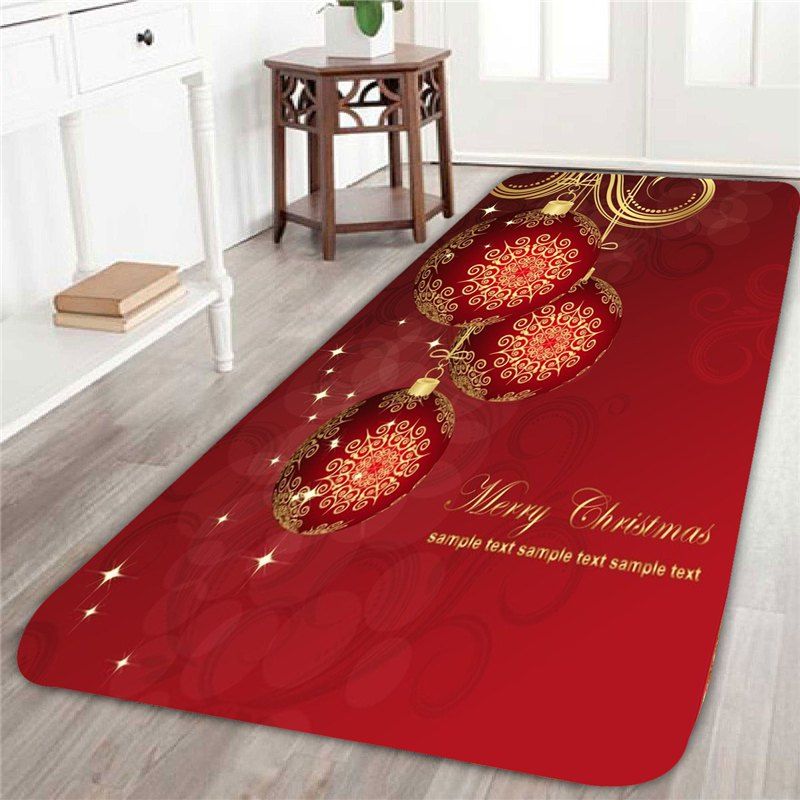 Christmas Balls Printed Home Decor Area Rug, Red