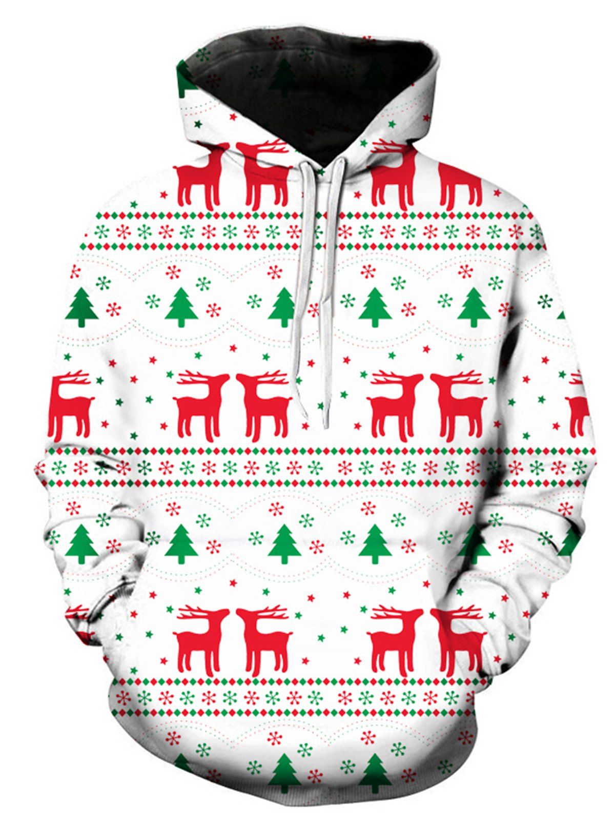 3D Christmas Geometric Elk Print Pullover Hoodie, Colormix 
3D Christmas Geometric Elk Print Pullover Hoodie, Colormix