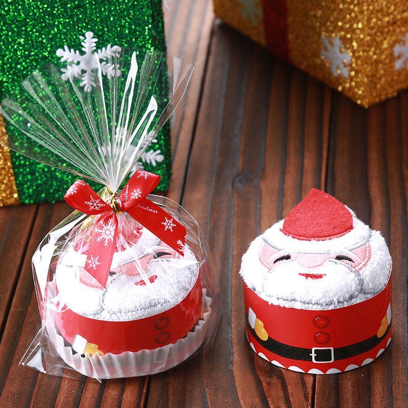

Christmas Santa Snowman Tree Shape Cupcake Towel, Red
