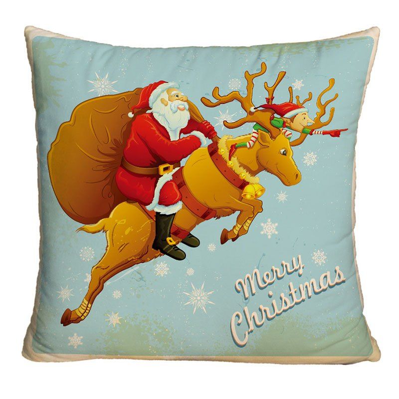 

Santa Claus Riding a Deer Print Decorative Christmas Pillowcase, Colormix