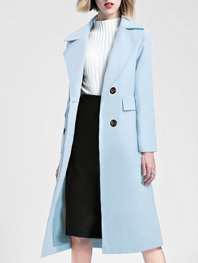 Lapel Button Design Duster Coat, Windsor blue