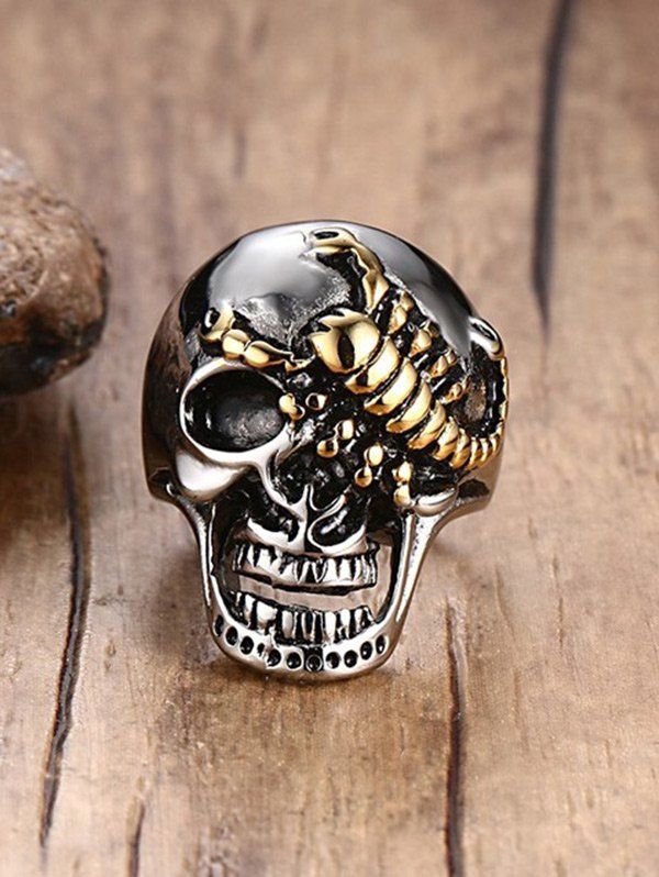 Skull Scorpion Stainless Steel Finger Ring, Silver 
Skull Scorpion Stainless Steel Finger Ring, Silver