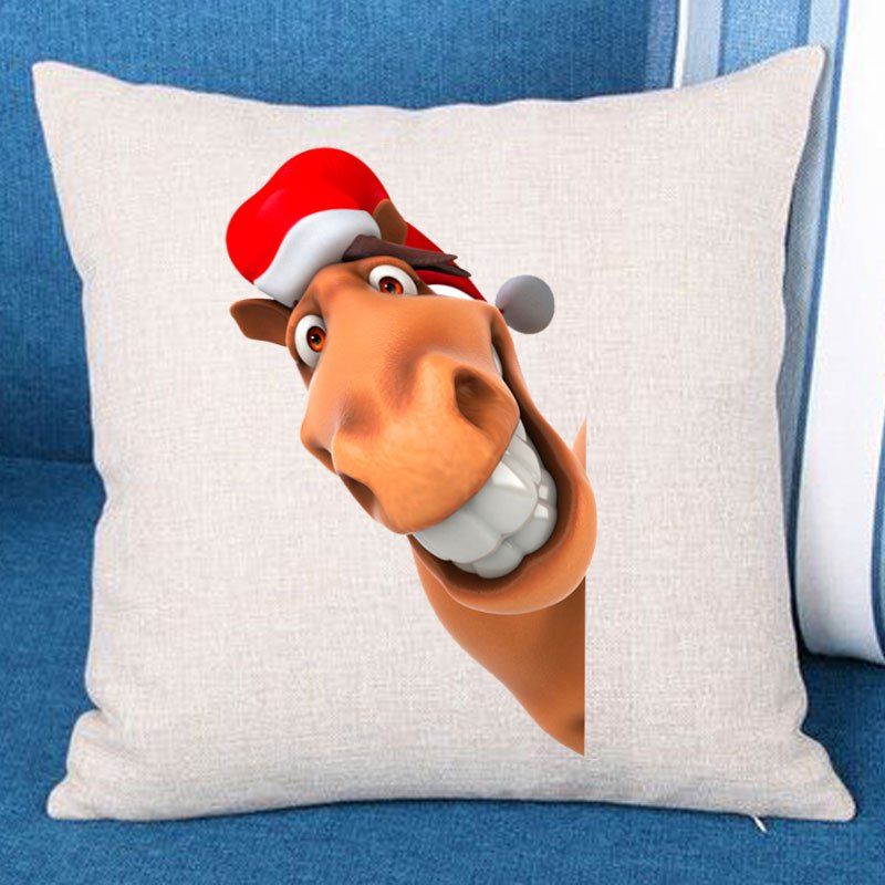 

Christmas Giraffe Print Throw Pillow Case, Brown