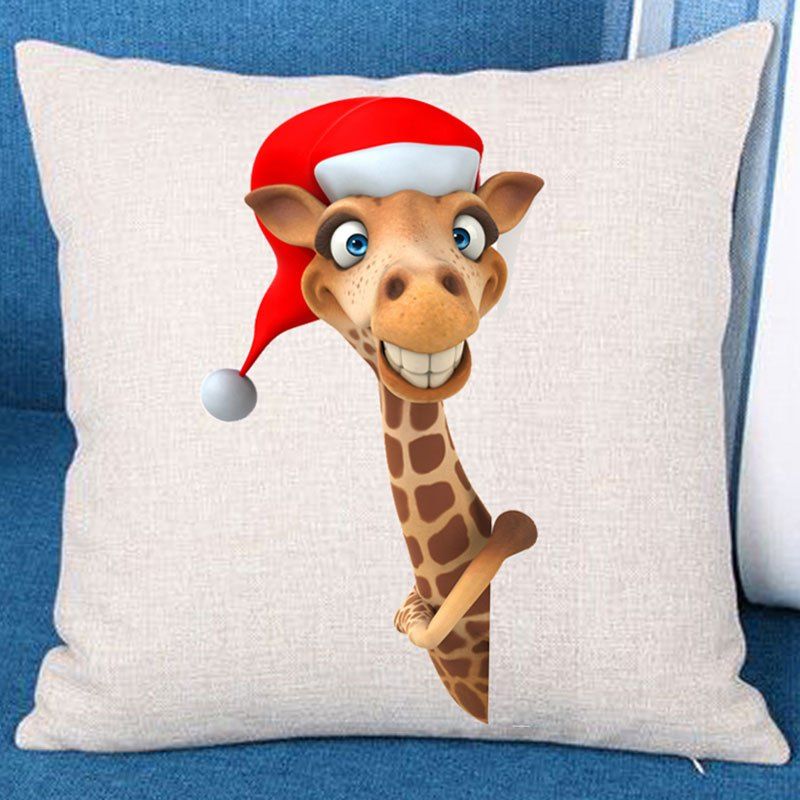 

Christmas Giraffe Patterned Throw Pillow Case, Brown
