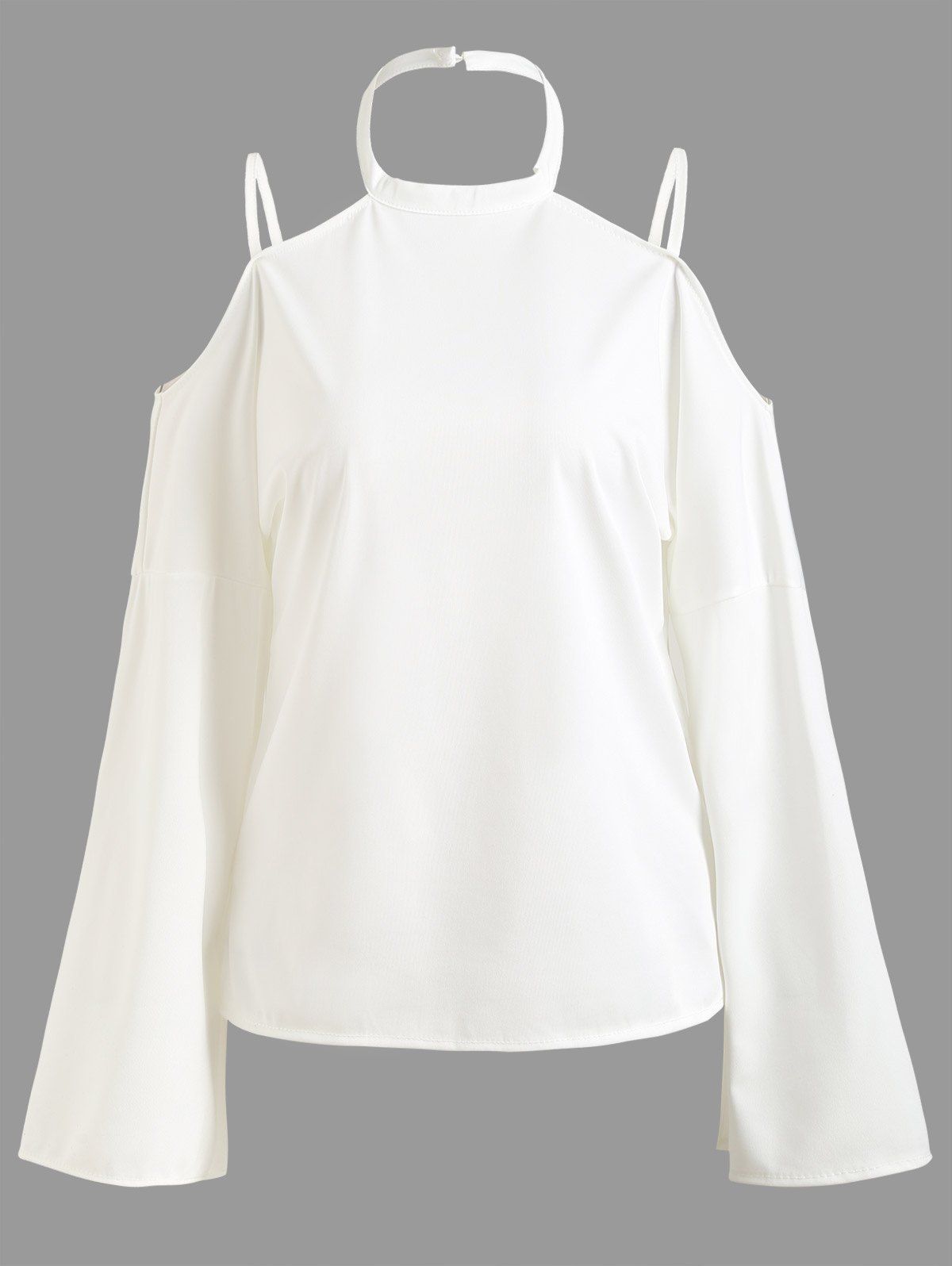 Cold Shoulder Halter Blouse, White